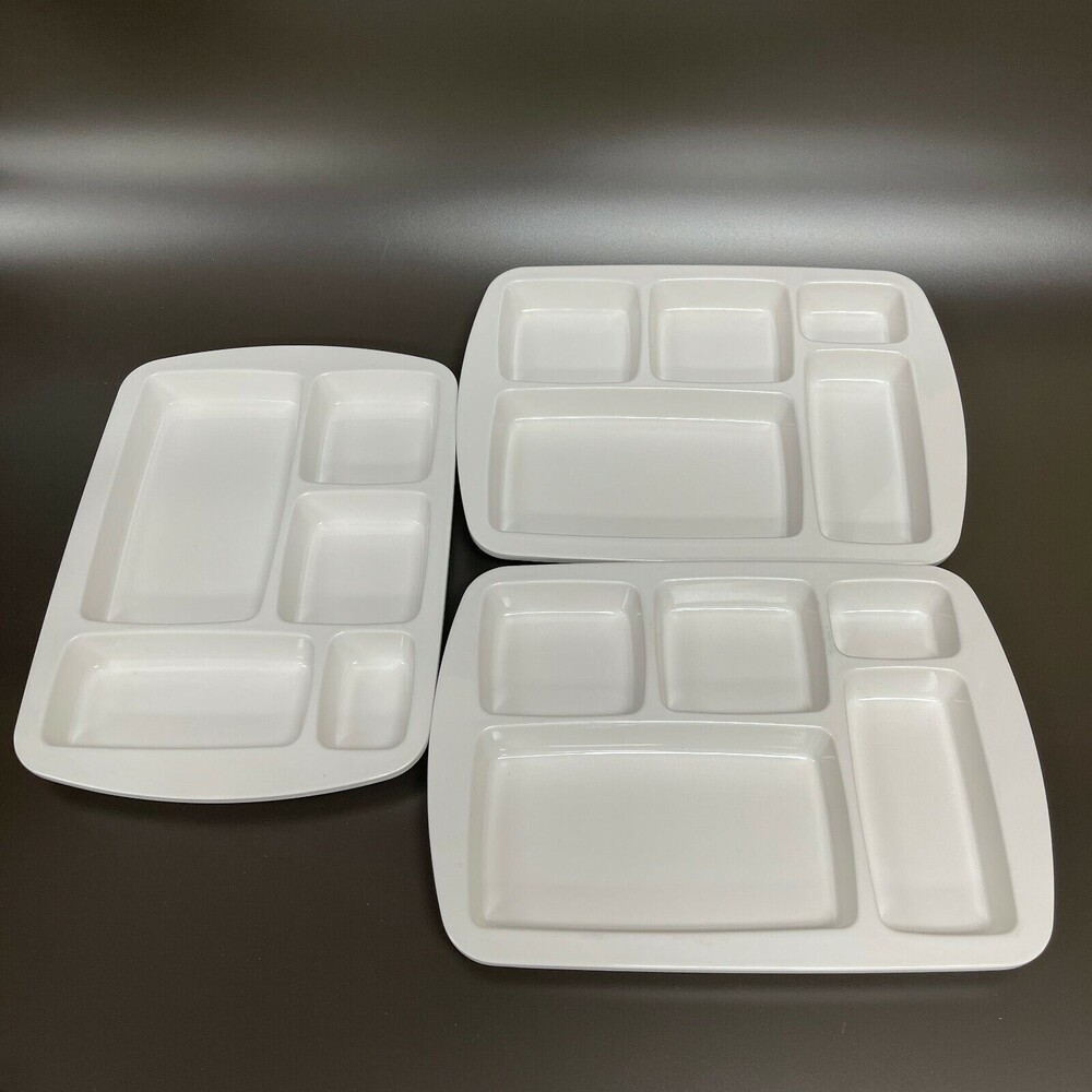 Milton White Divided Trays 100% Melamine Food Grade Dishwasher Safe‎ Lot of 3